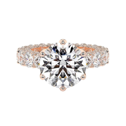 Solitaire Rose Gold Shared Prong Iced Diamond Ring
