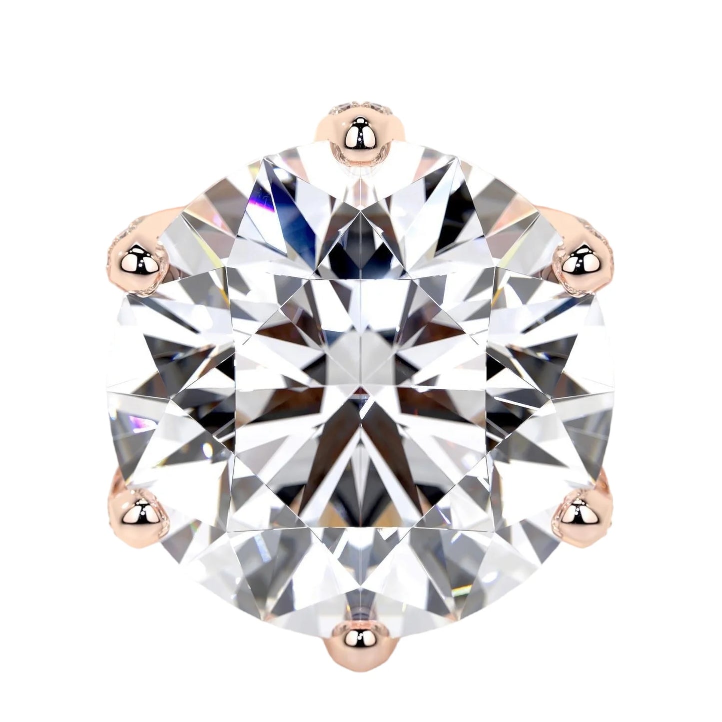Solitaire Rose Gold Shared Prong Iced Diamond Ring